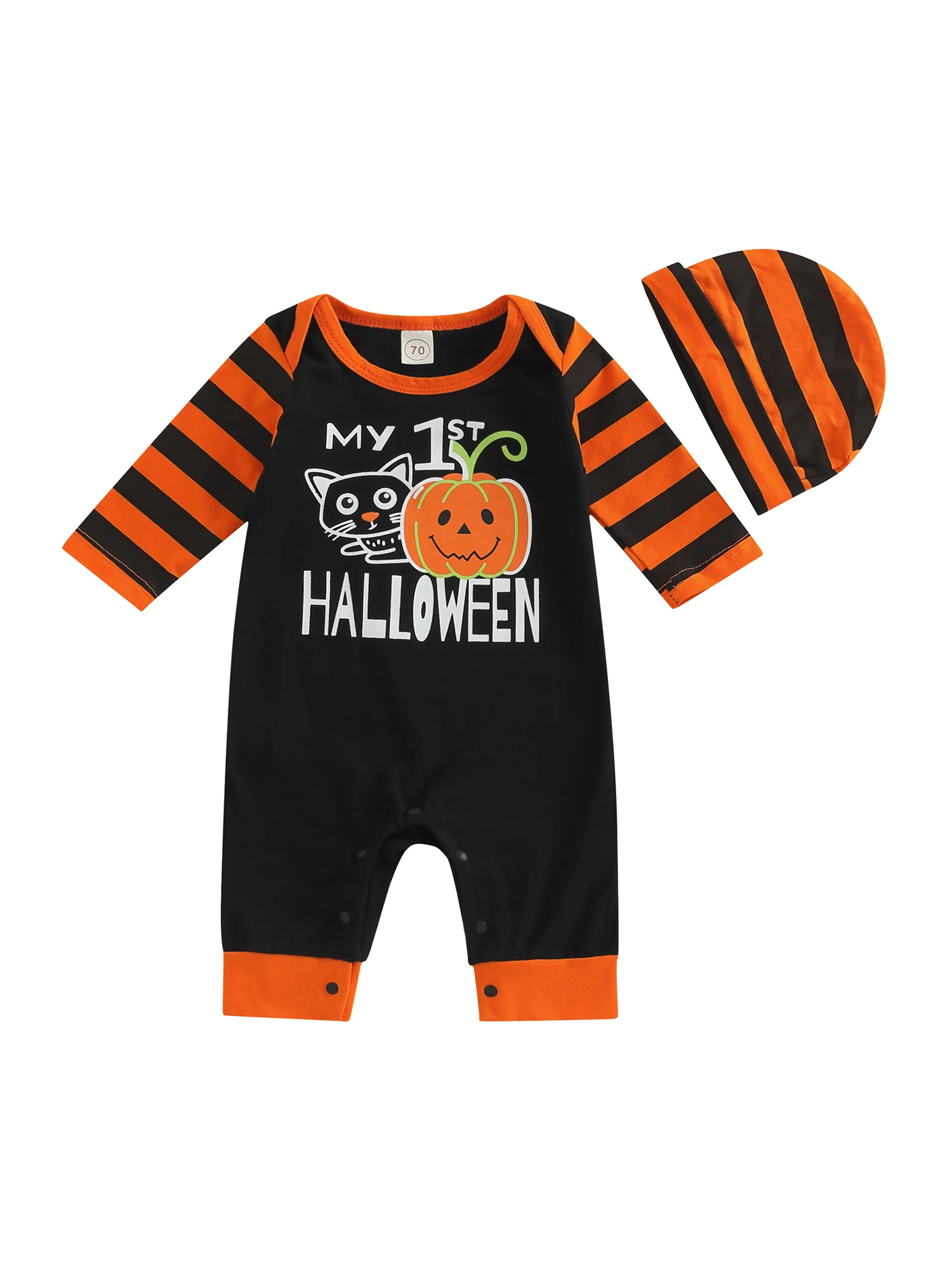

Infant Toddler Baby Boy Girl Halloween Jumpsuit Long Sleeve Romper Bodysuit Pumpkin