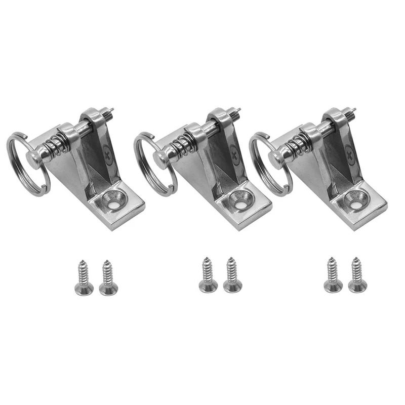 

ELOS-3 Pack Bimini Top Deck Hinge Marine Boat Deck Hinge Mount With Removable Pin Bimini Top Fitting Hardware 316 Stainless