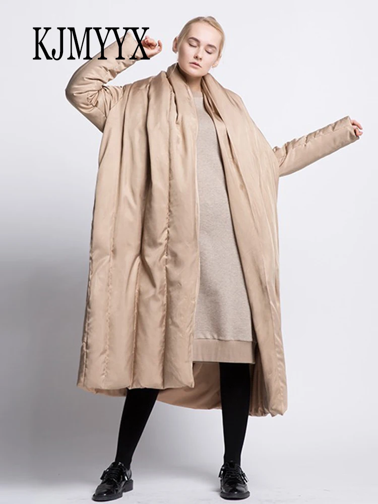 

Высококачественная модная женская зимняя куртка KJMYYX 2023, женские длинные парки на белом утином пуху, пальто, толстое пальто с капюшоном, зимнее пальто