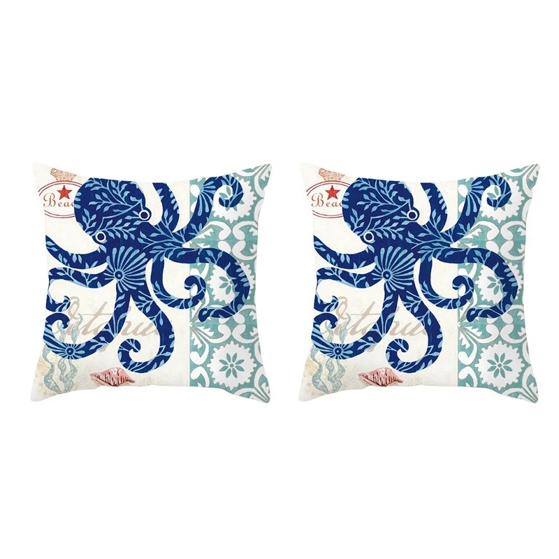 

Mediterranean Ocean Digital Print Peach Skin Pillow Cushion Cover Home Goods 5