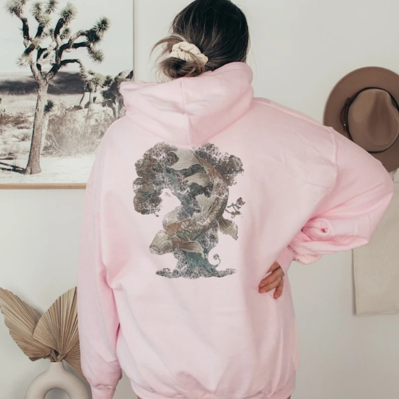 Винтажная яркая японская рубашка бонсай потертая толстовка с капюшоном худи