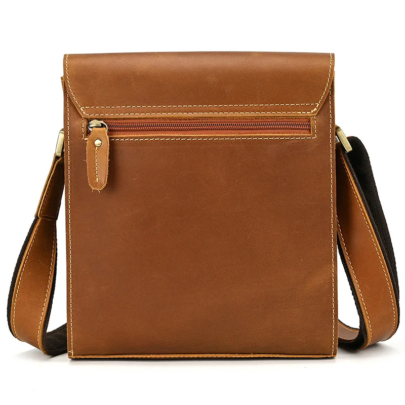 Luxury Genuine Leather Men Shoulder Messenger Bag Retro Crossbody Bag High Capacity Flip iPad Bag For Male