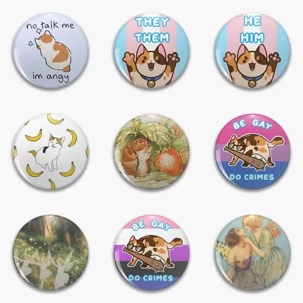 Calico No Talk Me They Them Pronouns Trans Colors He Him Soft Button Pin Customizable Badge Lover Cute Hat Women Jewelry Collar
