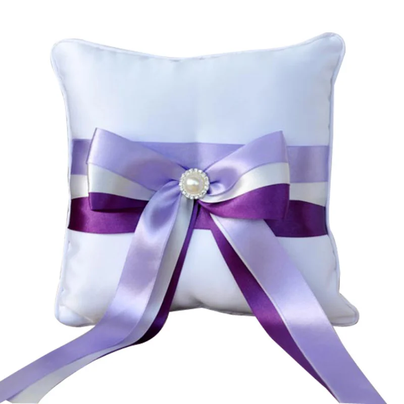 

20cm Romantic Bridal Wedding Ring Pillow Double Heart Ribbon Cushion Decor Wedding Centerpieces for Tables Decoracion