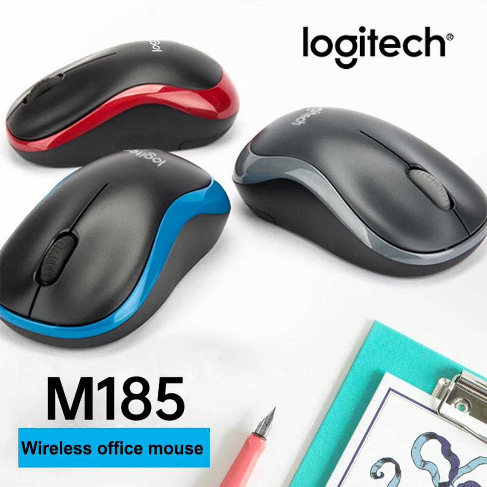 

Logitech M185 Wireless Mouse Nano USB Receiver Optical Ergonomic Wireless Mouse 2.4GHz 1000dpi 3 Buttons for Windows/MacOS/Linux