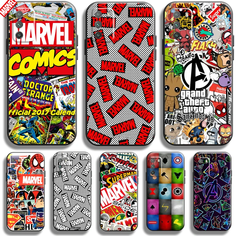 

Marvel Logo Avengers For Xiaomi Poco M3 M3 Pro 5G Phone Case Soft Silicon Coque Cover Black Funda Thor Comics