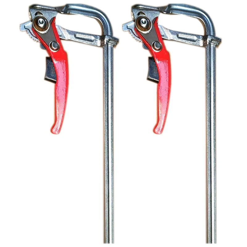 

2X Tools Heavy Duty Ratcheting F Clamp Bar Quick Release For MFT Guide Rail System Woodworking 300KG Clamping Pressure