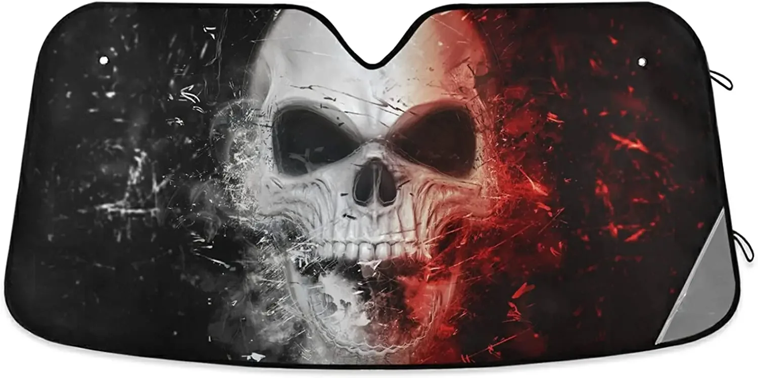 Солнцезащитный козырек для лобового стекла автомобиля с красным и белым злым