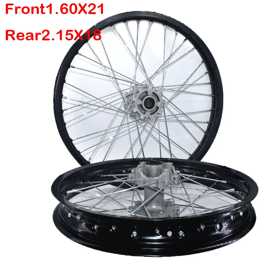 Motorcycle Front 1.60x21 inch and Rear 2.15X18 inch Rims Aluminum Alloy Wheel Rims for Motocross Kayo T2  Pit Bike Dit Bike