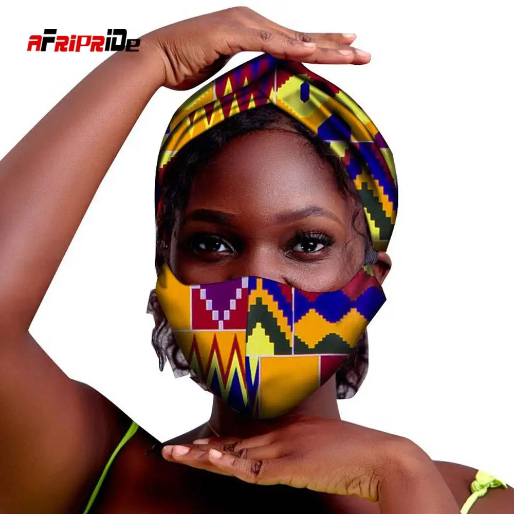 

2021 Afripride New Fashion African Batik Print Headbands and a facial decoration for Women Girls wyb602
