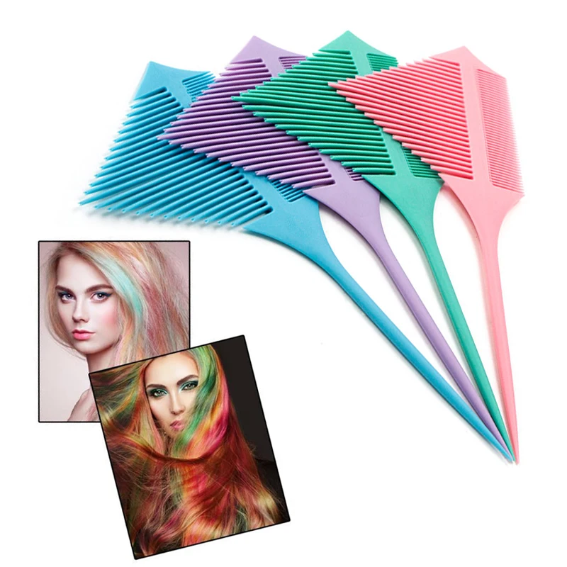 

Color Double-sided Highlights Comb Hairdressing Styling Hair Dye Comb Tip-tail Parted Triangular Brush Dense Teeth Hair Supplies