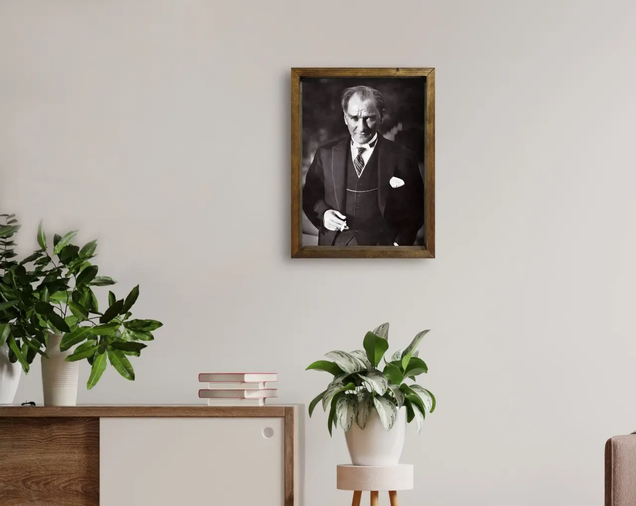 

BK Home Ataturk Design Natural Solid Wood Frame Table 45x65cm-22
