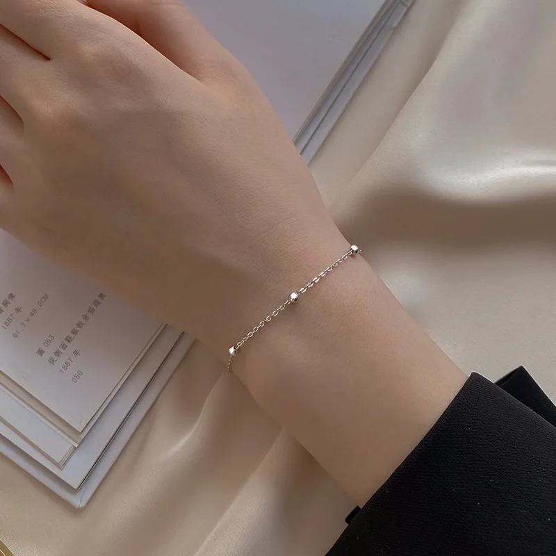

925 Sterling Silver Accessoires Lucky Beans Bracelets for Women Charm Jelewery Gold Pulseras Mujer Street Party Student Bangles