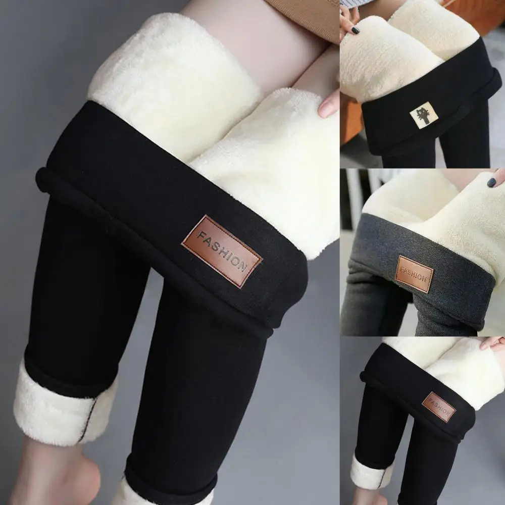 

Leggings Warm Pants High Waist Women Trousers Women's Plus Velvet Winter Lined Ankle-Length Keep Solid Large Size