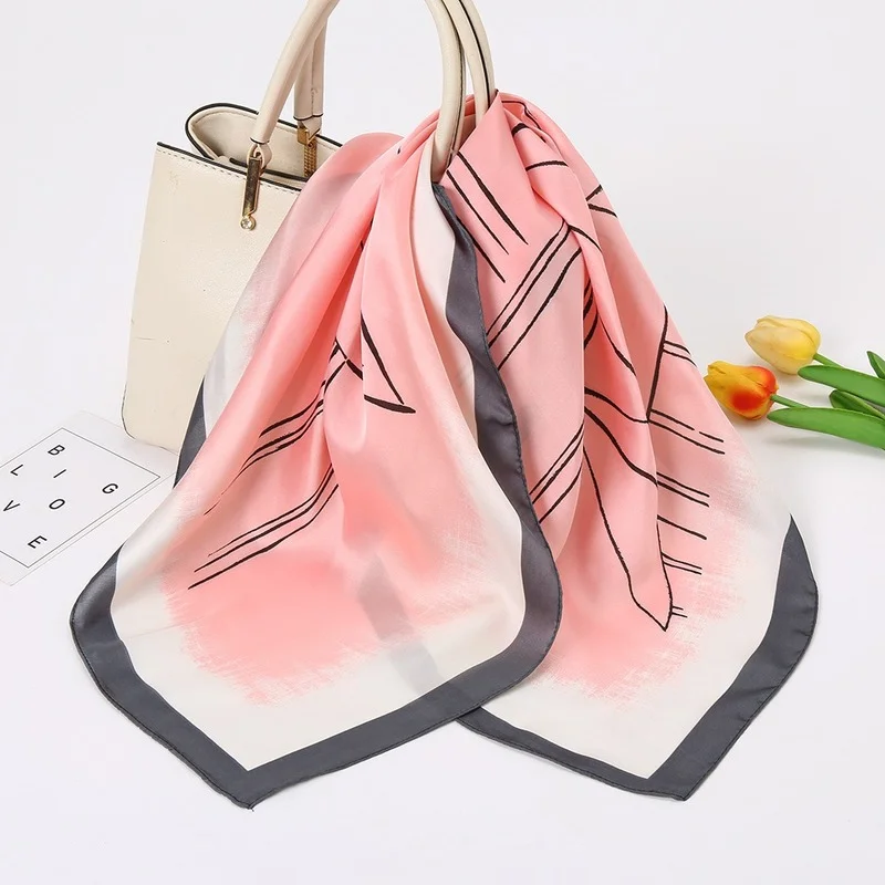 Высококачественный Шелковый женский шарф с геометрическим узором корейский