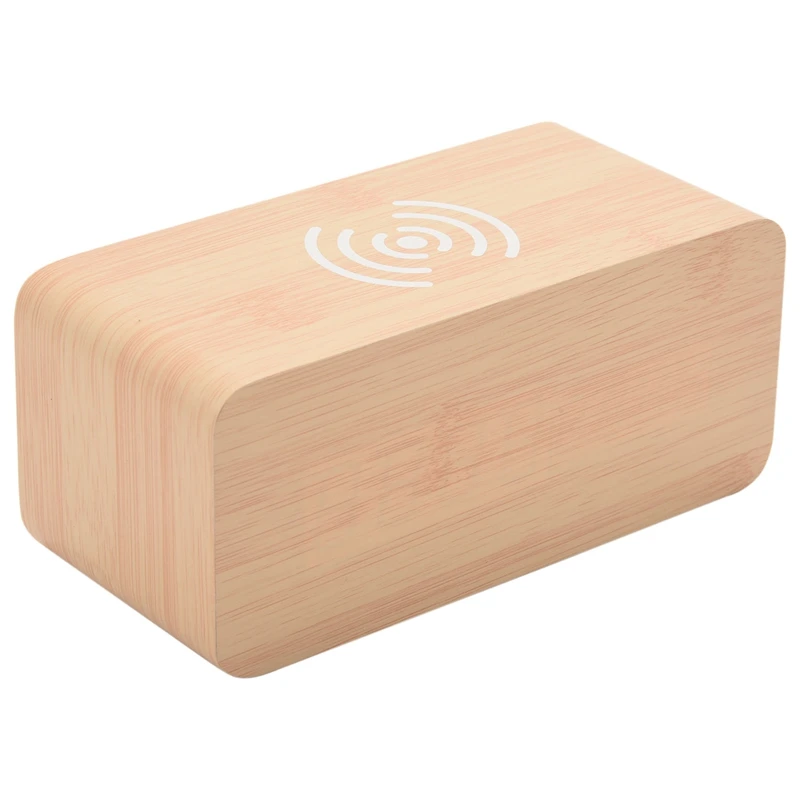 

Деревянный цифровой будильник с беспроводной зарядкой Qi, прикроватные часы с регулируемой яркостью, питание от USB/аккумулятора