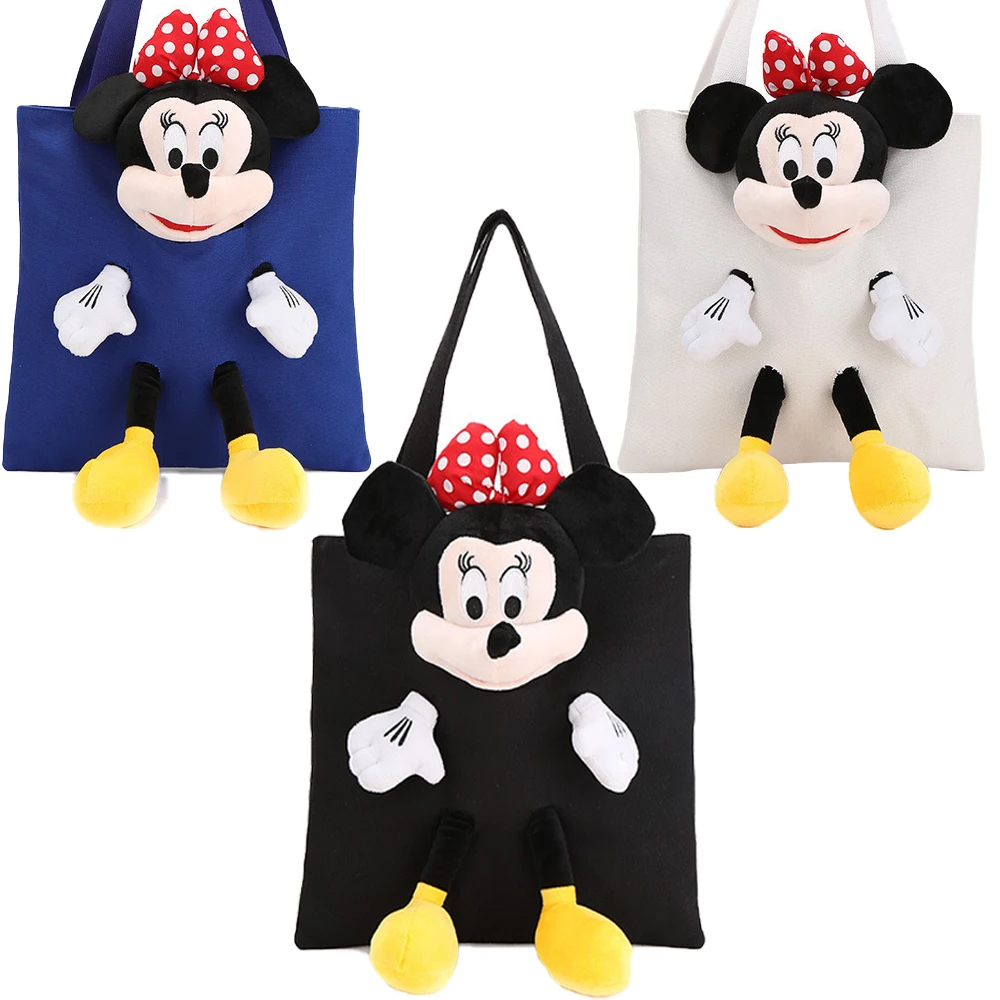 

Disney Fashion Cute Mickey Mouse Doll Handbag Casual Colorful Bag Cartoon Large-Capacity Portable Canvas Bag Women's Schoolbag