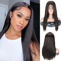 esty 14inch 24inch 180 virgin brazilian hair wig 13x4x4 transparent lace frontal wig for women human hair straight wigs