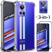 3 in 1 glasscase for realme gt neo 3 5g soft clear shockproof silicone phone cases realmi gt neo2 2t cover realme gt neo3 3t