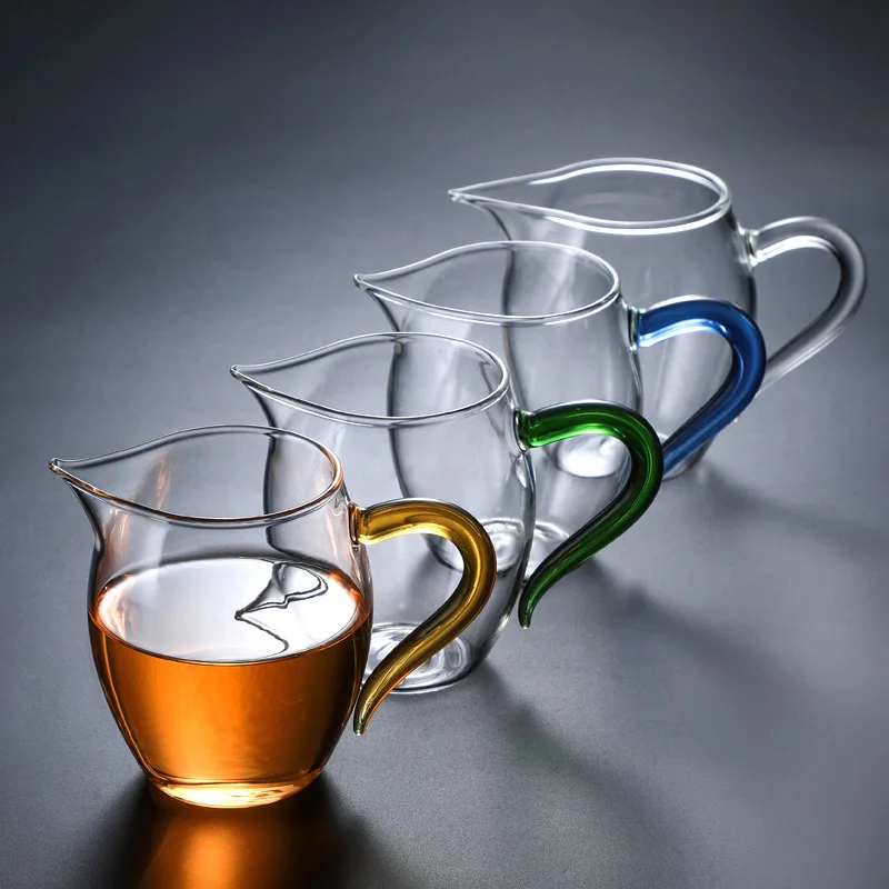 

Thickened Transparent Color Glass Fair Glass High Borosilicate Glass Color Handle Exquisite Public Cup Tea Divider Coffee Mug