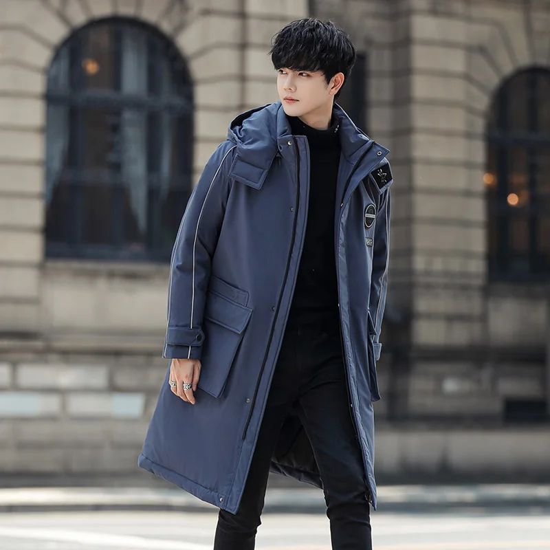 Down Jacket Men's Mid-Length Handsome Fashion Brand Thickened Winter Parka Overalls
