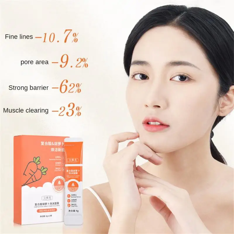 

12pc Compound Acid Carrot Foam Mask Pack Moisturizing Hydrating Shrinking Pore Facial Deep Cleansing Tenderness Exfoliating Mask