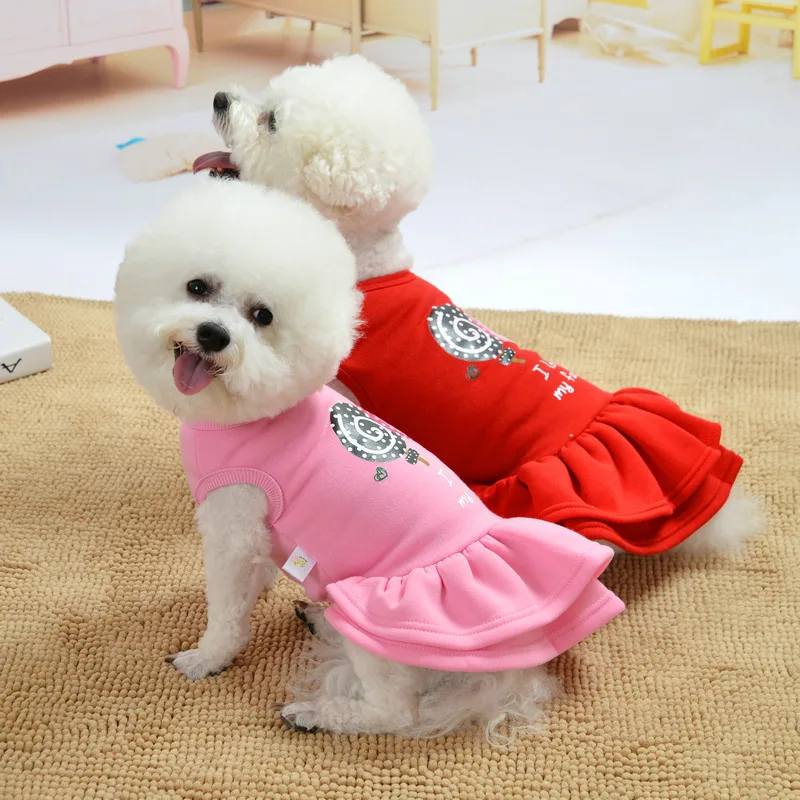 

Teddy Dog Skirt Pet Clothes Dog Dresses for Small Dogs Cotton Puppy Cat Dress Christmas Princess Costume Chihuahua Pets Clothing
