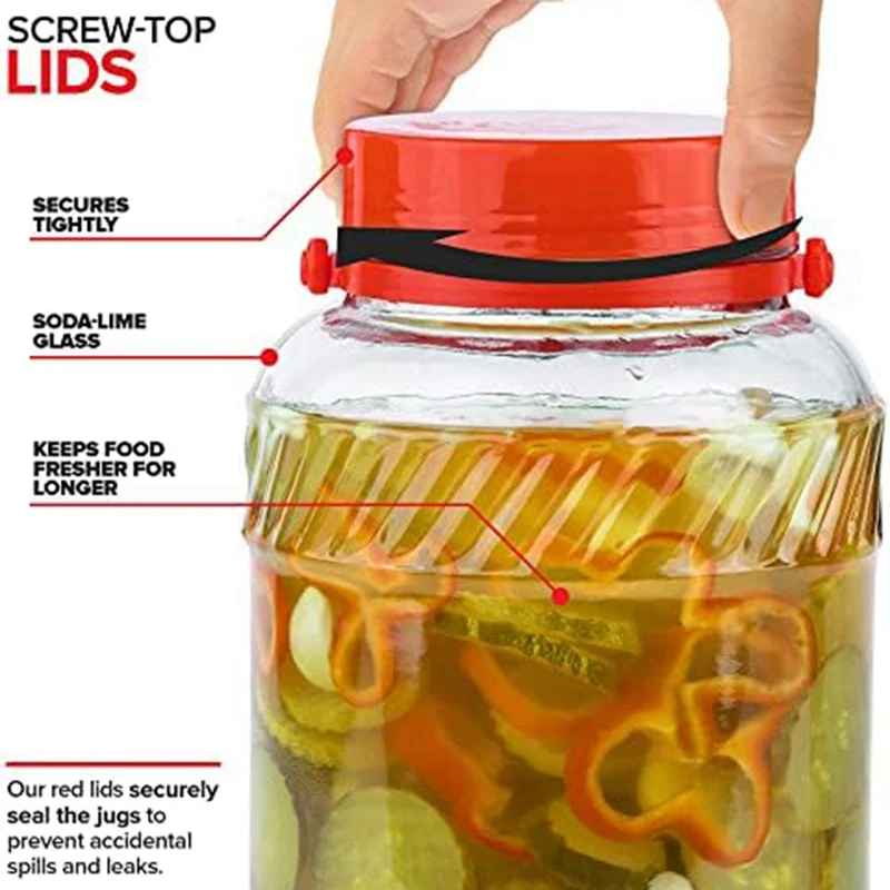 Стеклянная банка на 1 галлон с крышкой (2 шт.) Большие банки Мейсона 128 унций