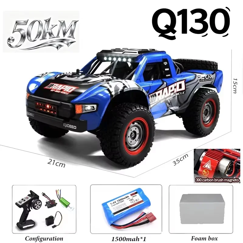 Фото Высокоскоростной радиоуправляемый монстр-трак JJRC Q130 1/14 4WD со скоростью 70 км/ч, с LED-подсветкой, бесщеточный, внедорожный гоночный автомобиль, подарок для мальчиков на день рождения №1