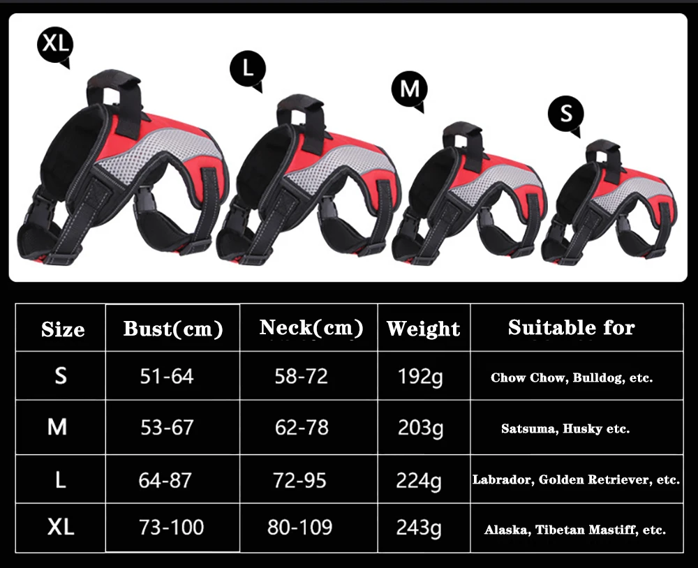 Светоотражающая нейлоновая шлейка для собак Воздухопроницаемый жилет с