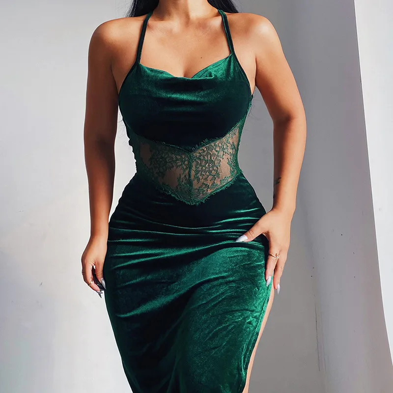 

Lace Sexy Leaky Back Panel Split Dress summer dress party dress for women