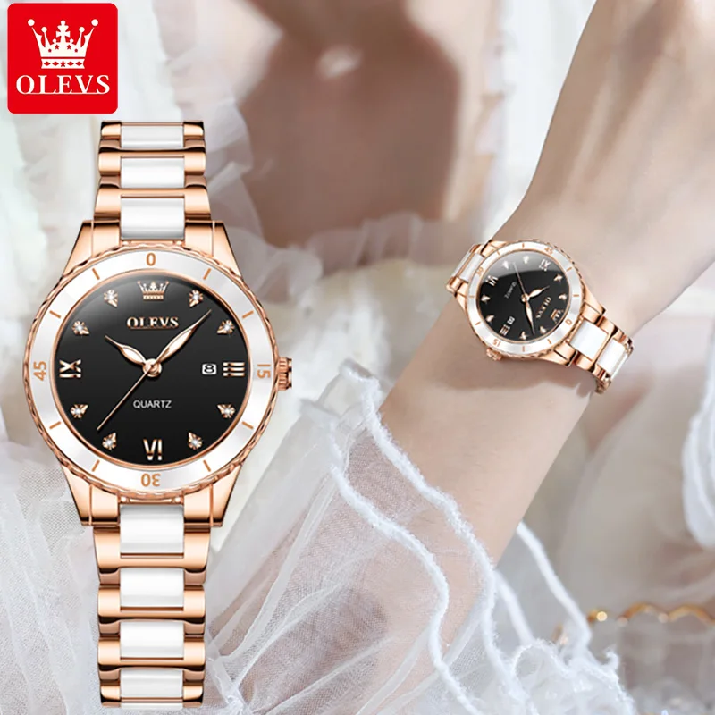 OLEVS брендовые модные женские часы водостойкий керамический ремешок светящийся