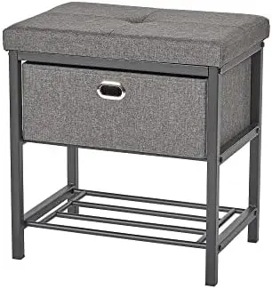 

Storage Bench Seat with Drawer Single Seat Entryway Bench with Shoe Storage - Home Decor Storage Stool Perfect for Mudroom, Foy
