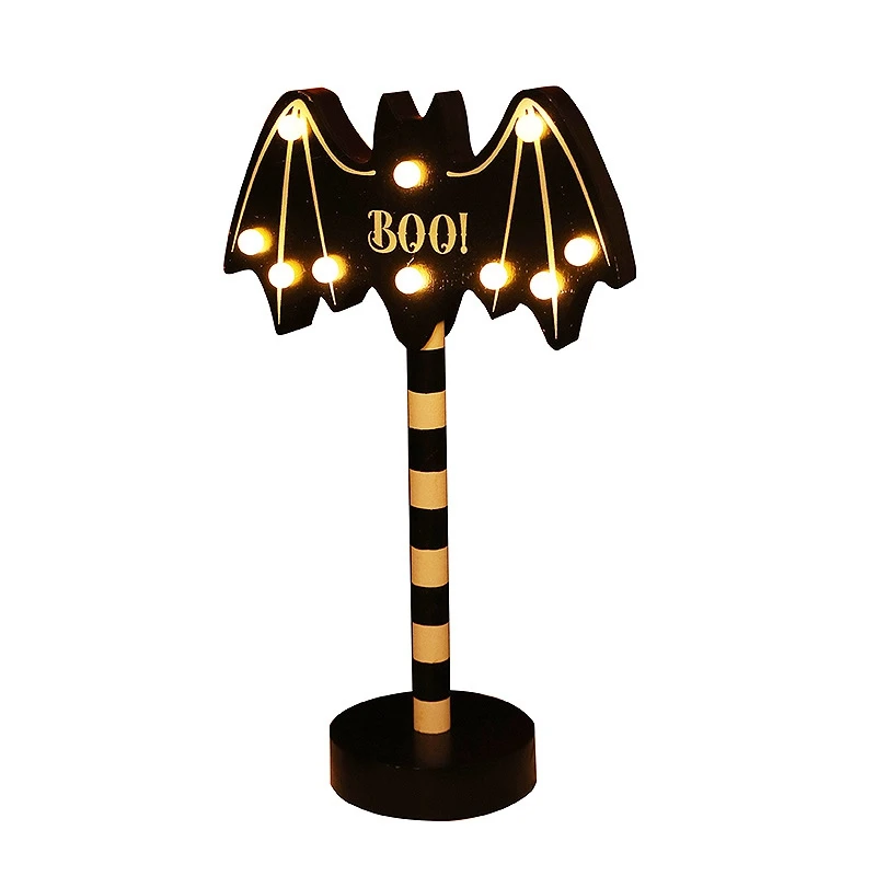 

Halloween Ghost Festival Modeling Lights Pumpkin Bat Decorative Lights Wooden Halloween Lights Durable Easy Install