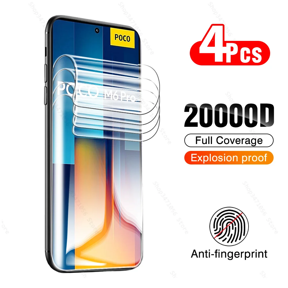 4 шт. Гидрогелевая Защитная пленка для Xiaomi Poco M6 Pro 4G PocoM6 M 6 PocoM6Pro Poko Poxo Pocco Little M6Pro