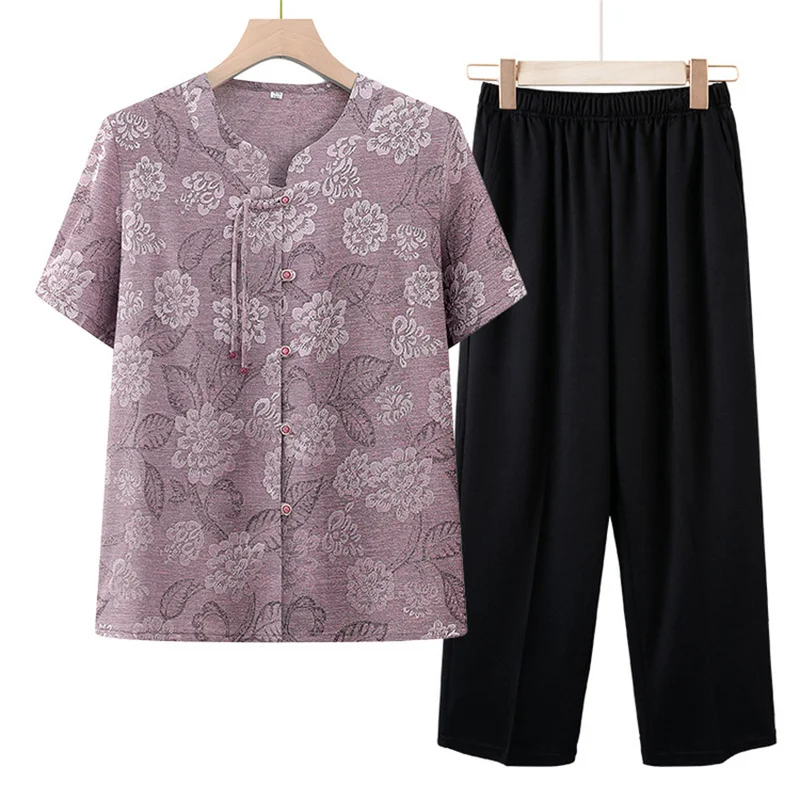 Элегантные женские комплекты новый костюм с брюками коротким рукавом летняя