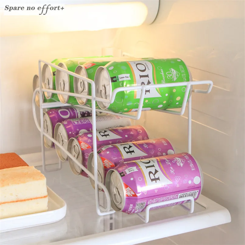 

Double-layer Refrigerator Drink Beer Cola Can Soda Storage Rack Finishing Shelf Fridge Beverage Organizer Kitchen Food Container