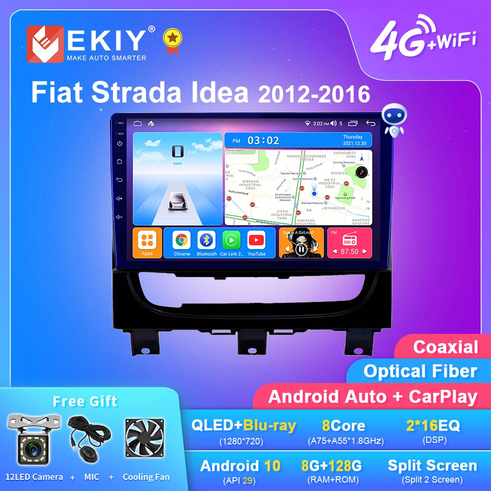 

Автомагнитола EKIY T7 QLED DSP Android для Fiat Strada Idea 2012 - 2016 Стерео GPS мультимедийный видеоплеер Carplay 2din DVD система