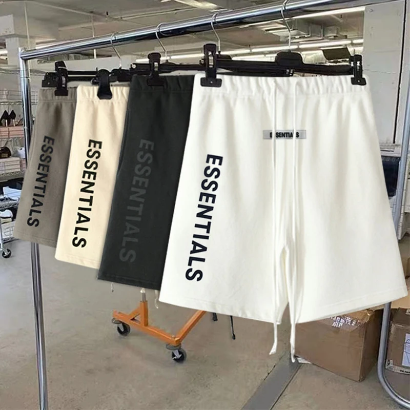 

High Street Cotton Shorts Summer Double Thread Adhesive Letter Printed Men's Women's Shorts