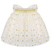 kids girls cute shiny dots tulle skirt elastic waist big bow layered puffy tutu skirt for party daily wear