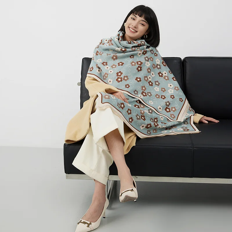 

2023 кашемировый шарф для женщин, зимние пашминовые палантины, теплая шаль, плотное одеяло, элегантное пончо, бандана