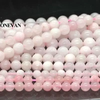 onevan natural pink calcite beads smooth loose round stone bracelet necklace jewelry making diy accessories design