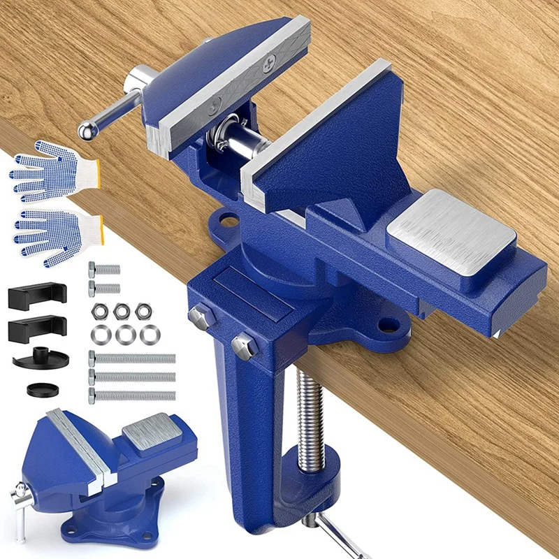 Portable 360° Swivel Clamp Vice For Workbench 3.3 Inch Table For Woodworking, Cutting Conduit,Drilling