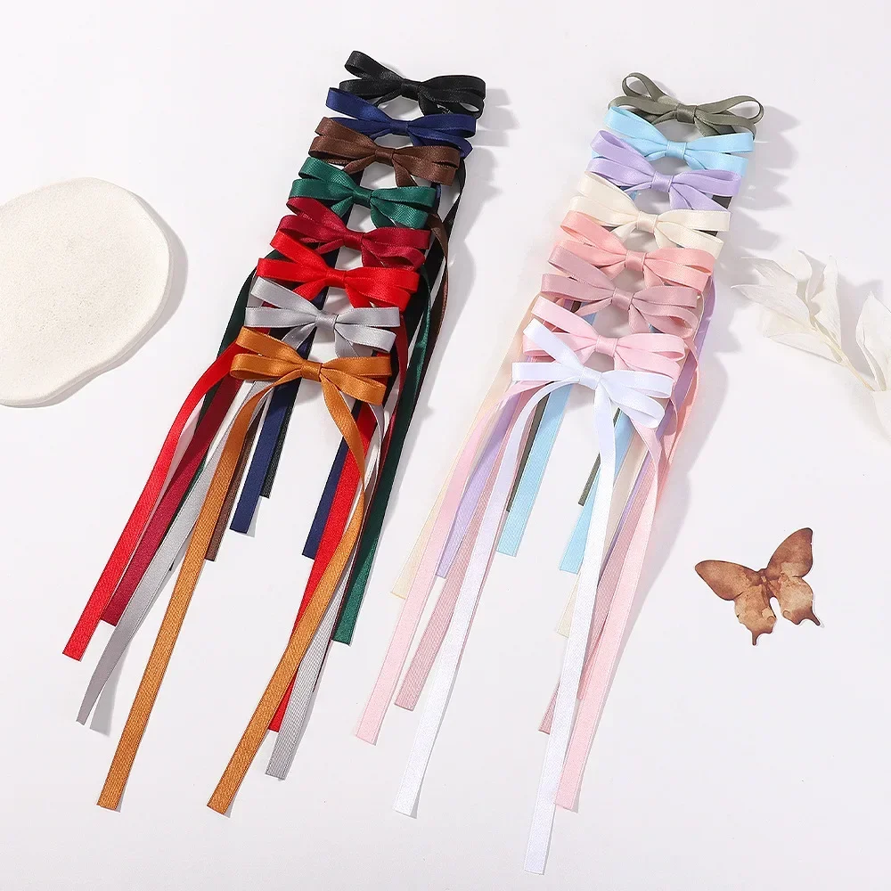 Sweet Cute Ribbon Bow Hair Clip Fashion Long Hairpins Barrettes Headband for Women Girls Accessories Wedding Jewelry
