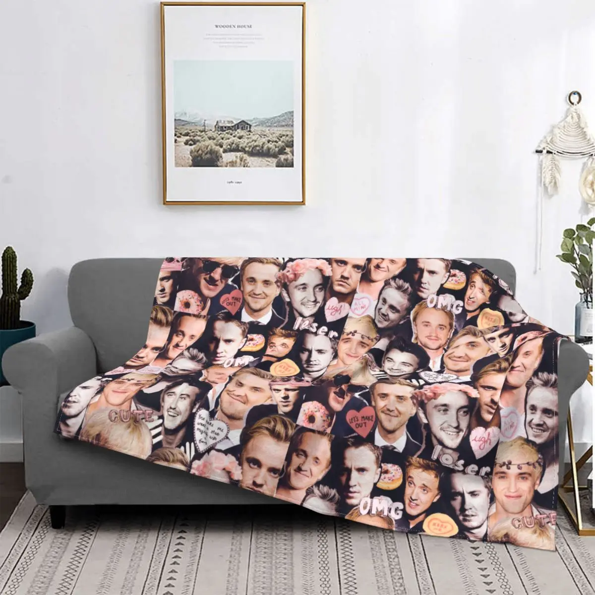 

Рождественские подарки для дочери, одеяло с рисунком Тома Фелтона для дивана, декоративное покрывало из микрофлиса