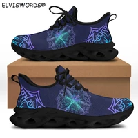 elviswords dragonfly design 3d design women flats shoes casual sneakers comfortable lace up walking footwear for girls student