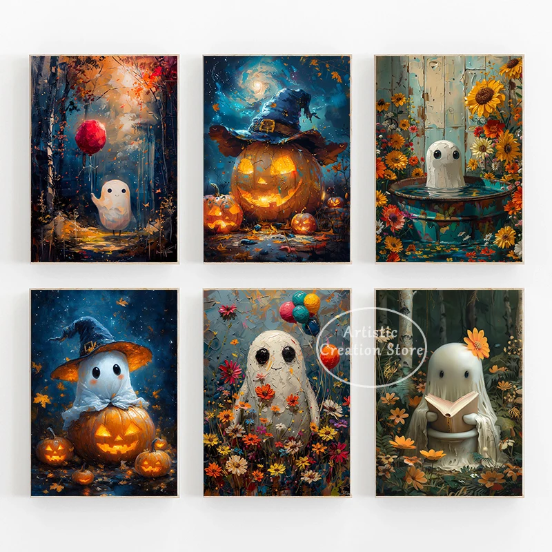 Плакат в стиле бохо призрак Цветочный природный Забавный цветочный ванне