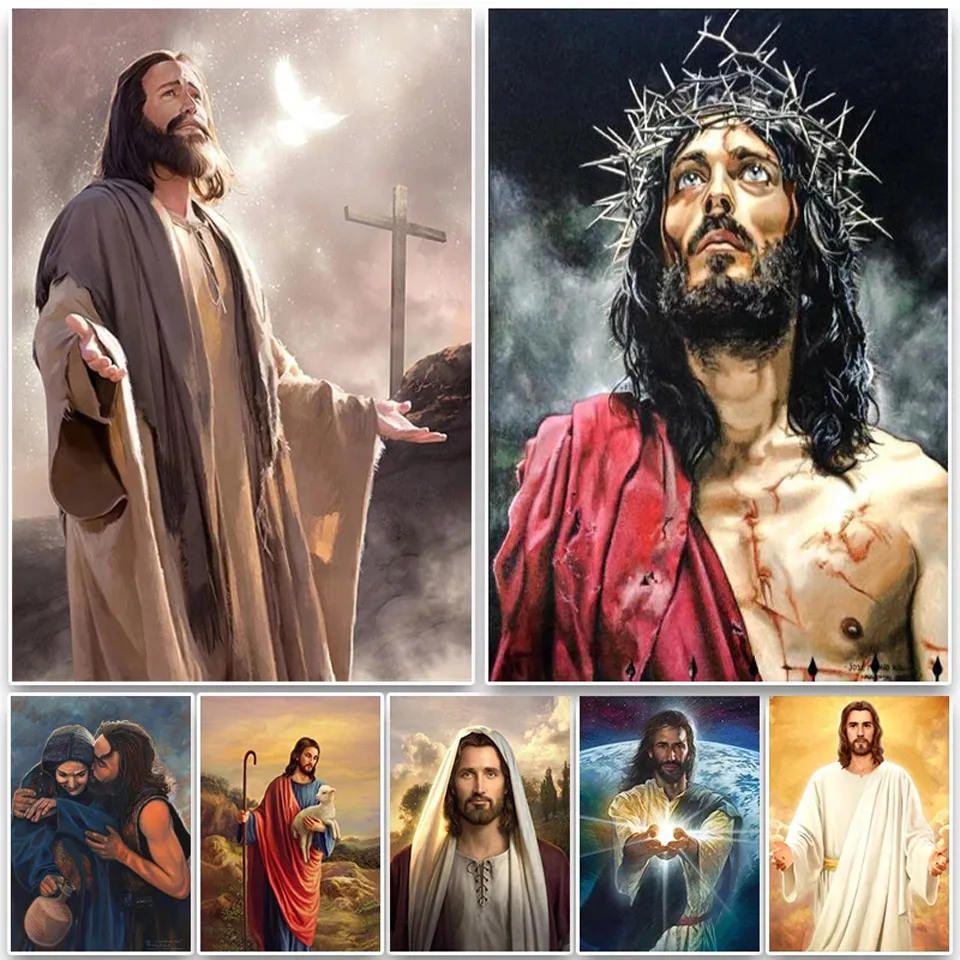 

Алмазная 5D картина «сделай сам», религиозная вышивка крестиком с Иисусом, полная вышивка, распродажа мозаичных картин Стразы, домашний деко...