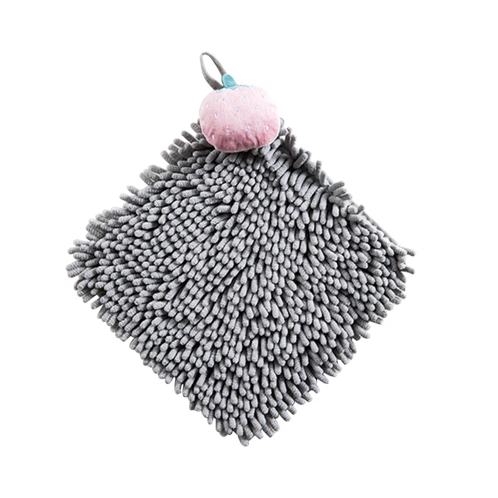 

Hand Towels Towel Hanging Kitchen Drying Reusable Paper Microfiber Cleaningbathroom Fast Chenille Cartoon Grey Loopsquick Small