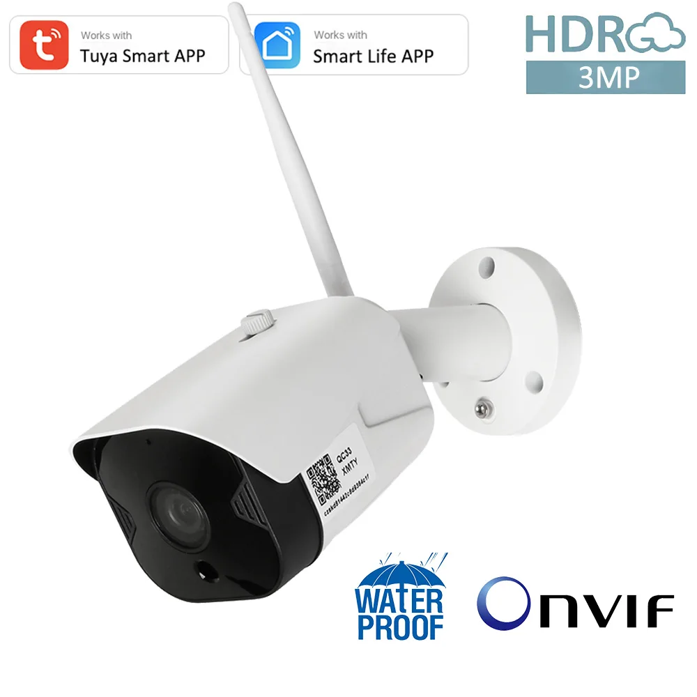

Смарт-камера наружного видеонаблюдения Tuya, 3 Мп, Wi-Fi, ONVIF, 1080P, инфракрасная, IP66, FHD